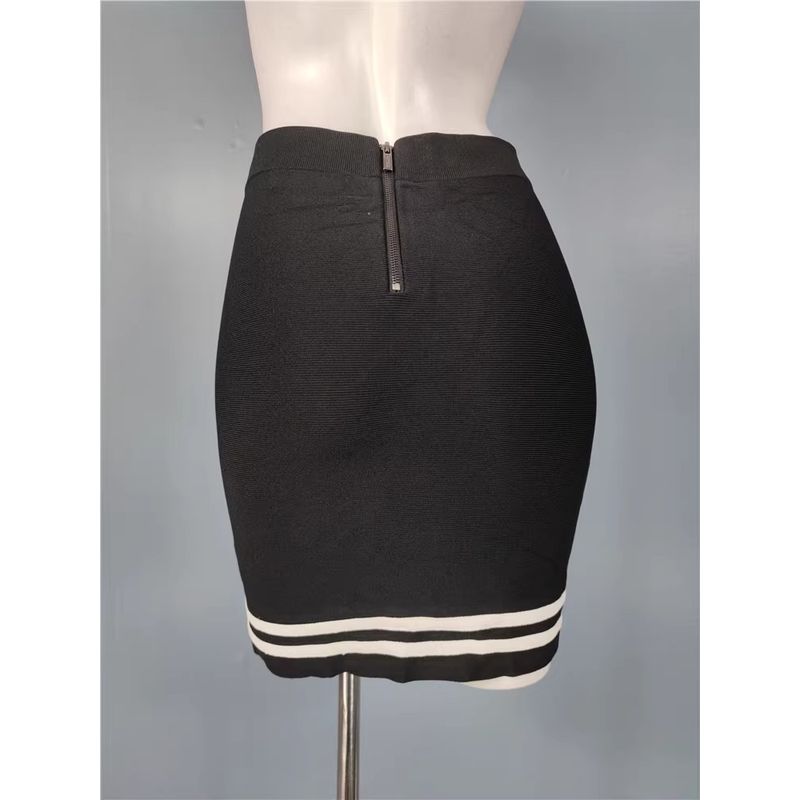Export Single Gu Home Sexy Sexy Stretch Striped Sexy Sexy Hip-Wrapped Short Open Leg Girly and Fashion High Waist Skirt