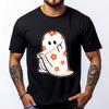 Halloween Costume Sewing Ghost Boo Funny Sewing Lovers Women White Graphic Tee Natural Tops Alphabet