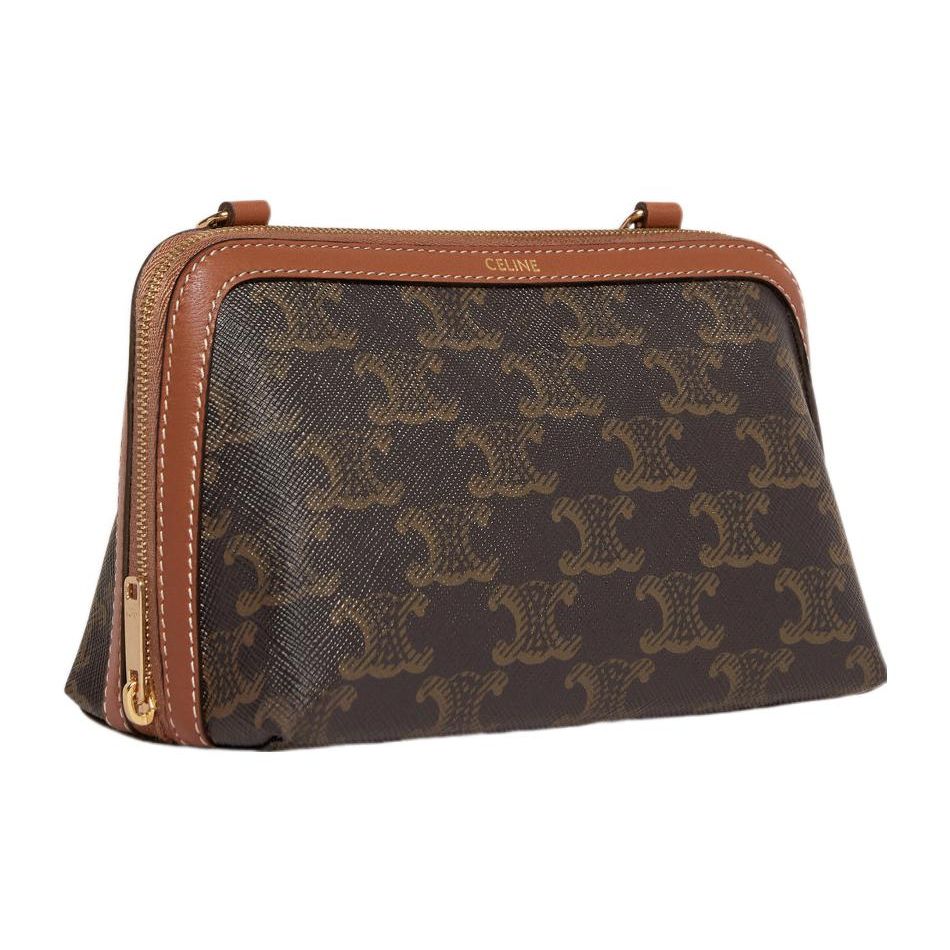 Celine Cuir Triomphe Monogram Classic Print Shoulder Bag Women Shoulder Bag Brown 10E382CBX-04LU