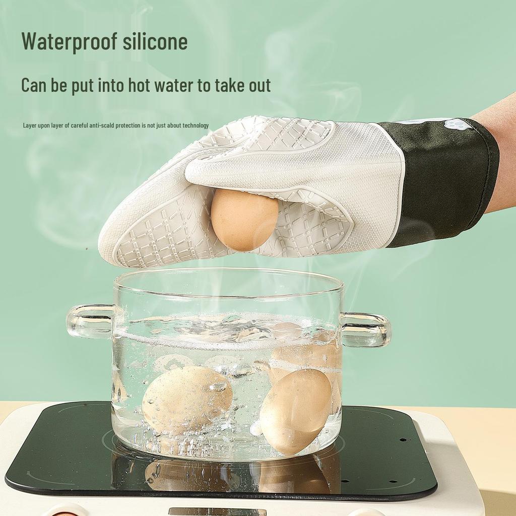 Thickened Non-Slip Silicone Kitchen Oven Gloves: Heat-Resistant and Anti-Scald Baking Mitts