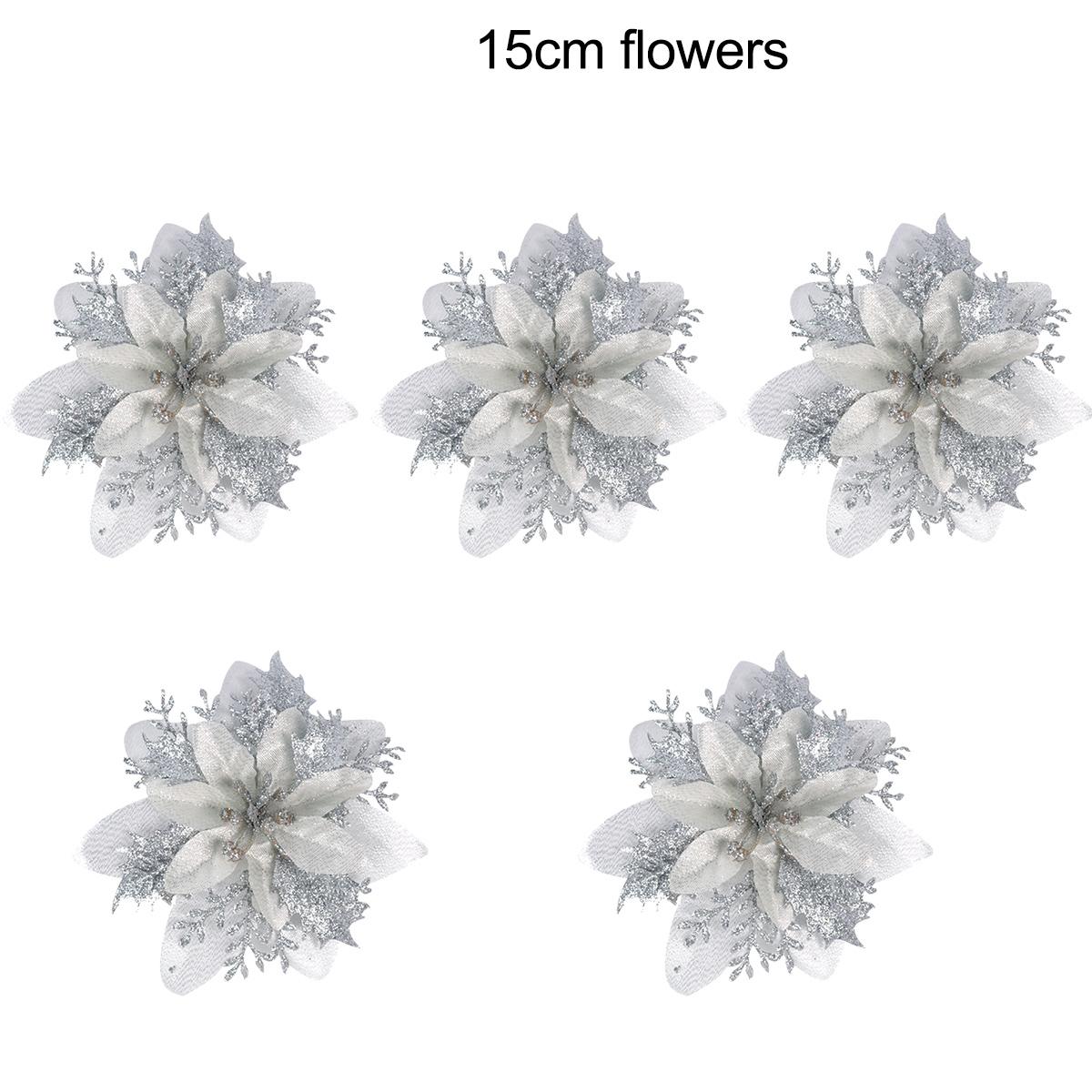 

5/10/15/20 шт. Рождественские искусственные цветы пуансеттия, украшения для рождественской елки, украшения для рождественской вечеринки, венок 5pcs