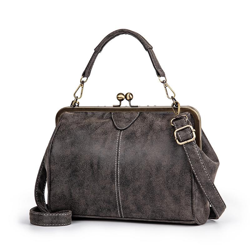 Women's British Retro Frosted Leather Shoulder & Crossbody Bag - Spring/Summer 2026