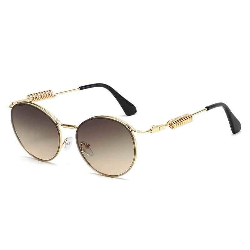 Okrągłe metalowe okulary przeciwsłoneczne w stylu steampunk z ochroną UV400 do aktywności na świeżym powietrzu i w modzie