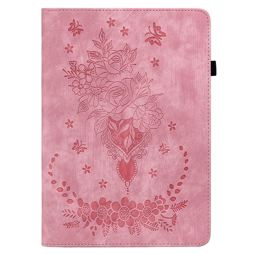 For Infinix Xpad Case Card Holder Anti-Scratch Leather Cover Rose Flower Imprint