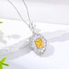 Luxury High Carbon Diamond Inlaid Diamond Rhombus Pendant Sea Blue Ice Flower Cut Trend Necklace Jewelry Spot