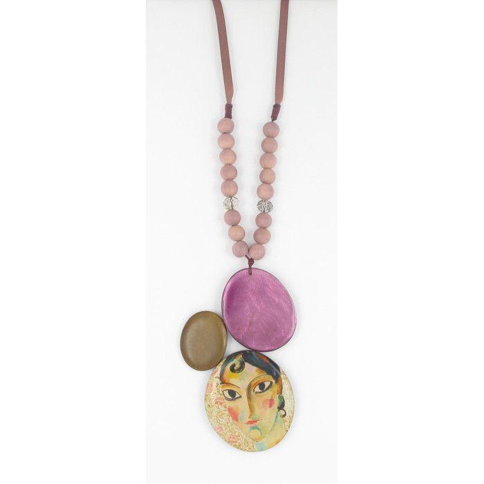 Sautoir rose avec portrait