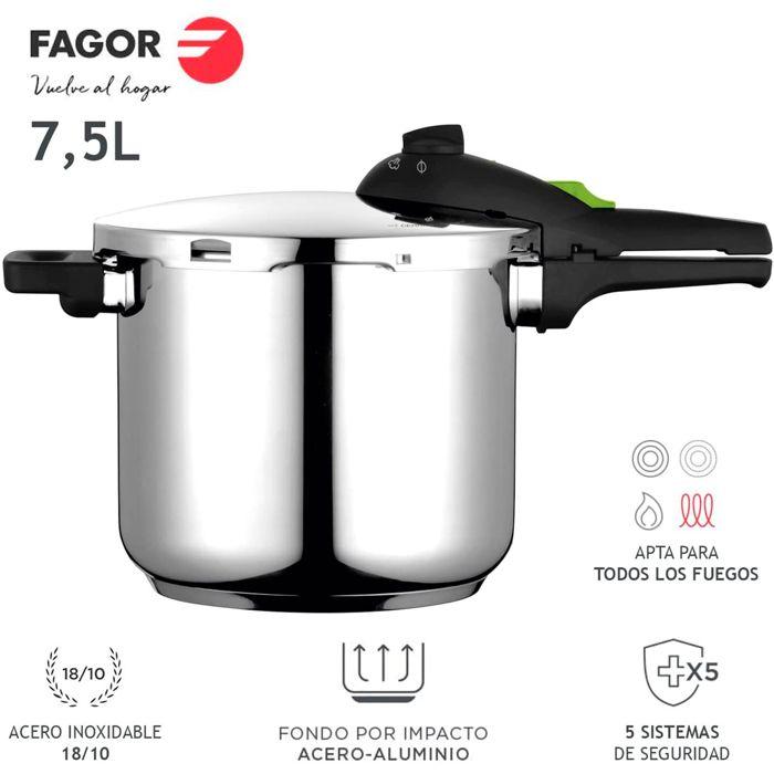 Autocuiseur 7,5 Litres, Induction, Acier Inoxydable 18/10, 2 Niveaux De Pression FAGOR Rapid Xpress 8 Argent 800079