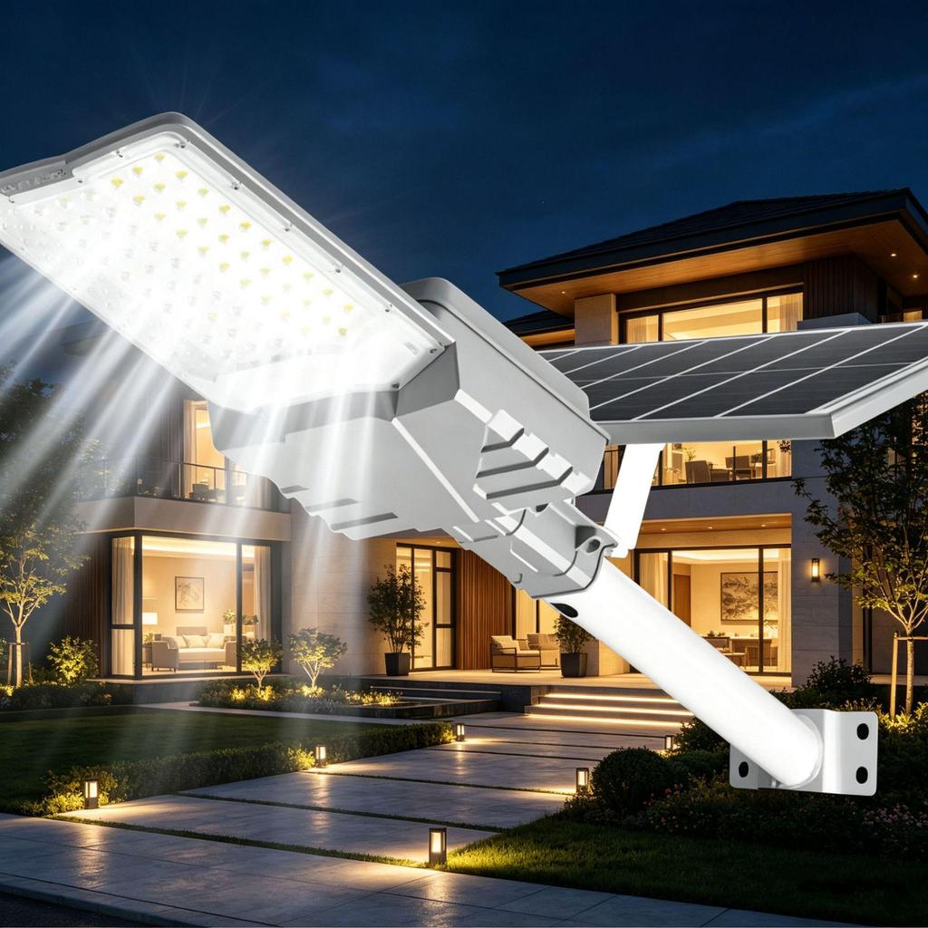 Super Bright Solar Outdoor Waterproof Courtyard Street Light with Large Battery and High Pole for Rural Homes