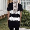 Top da donna Scollo a V Manica corta Bluse Casual Camicie a metà lunghezza Top a tunica con stampa alla moda con tasche