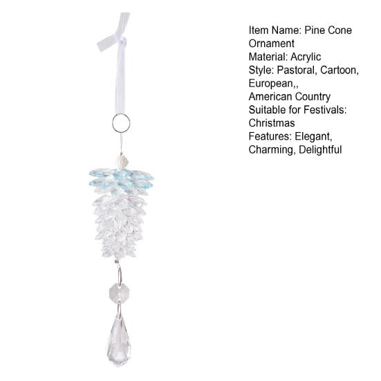 Vánoční ozdoby z umělého křišťálu ve tvaru šišky k zavěšení, čirá akrylová dekorace šišky s kapkou pro výzdobu vánočního stromku a večírku