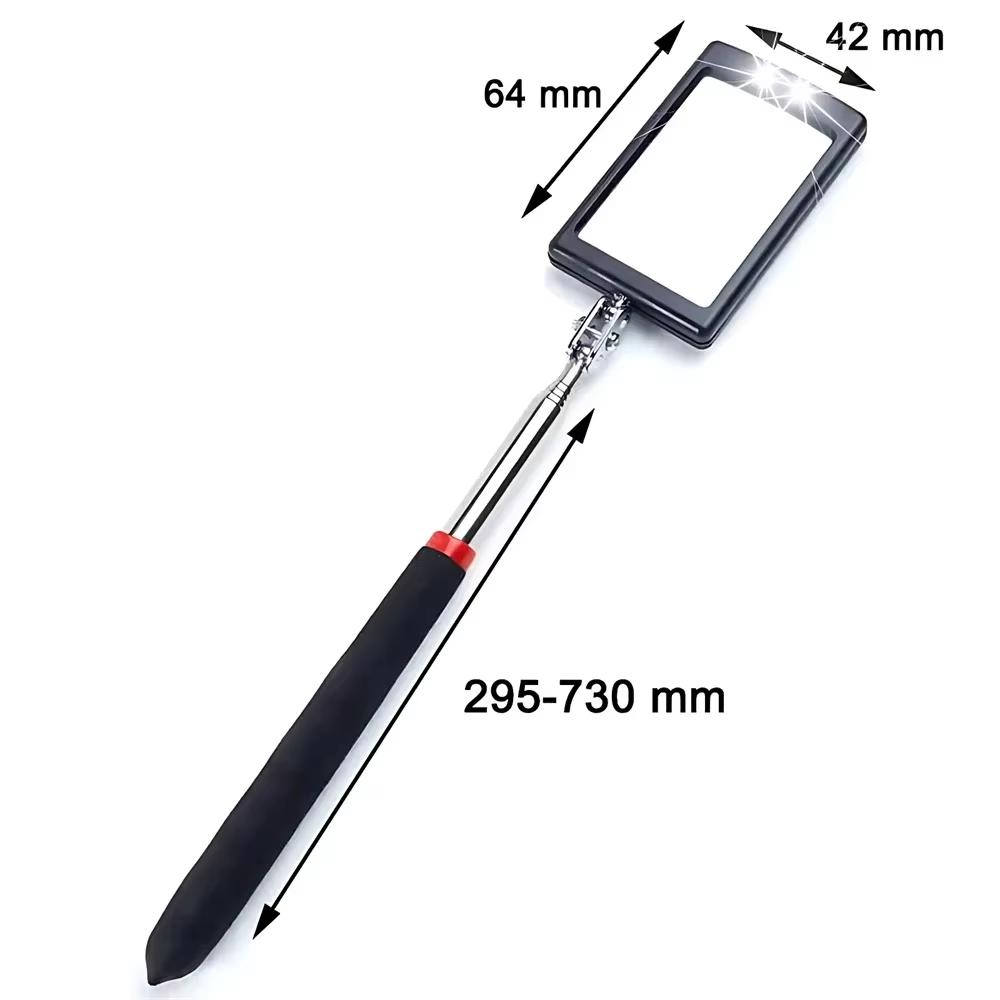 Inspection Mirror LED Light Telescoping Mirrors 360 Rotation Mechanic Tools Magnetic Mirror Telescopic Handle Repairing Tools