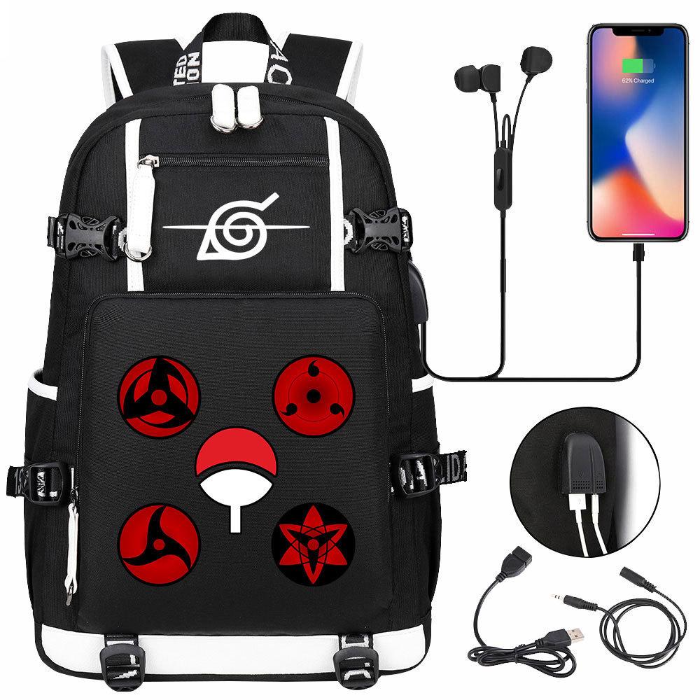 Neuer Naruto-Druck USB Teenager Schüler Schultasche Herren und Damen Freizeit Rucksack mit großer Kapazität Reise Rucksack