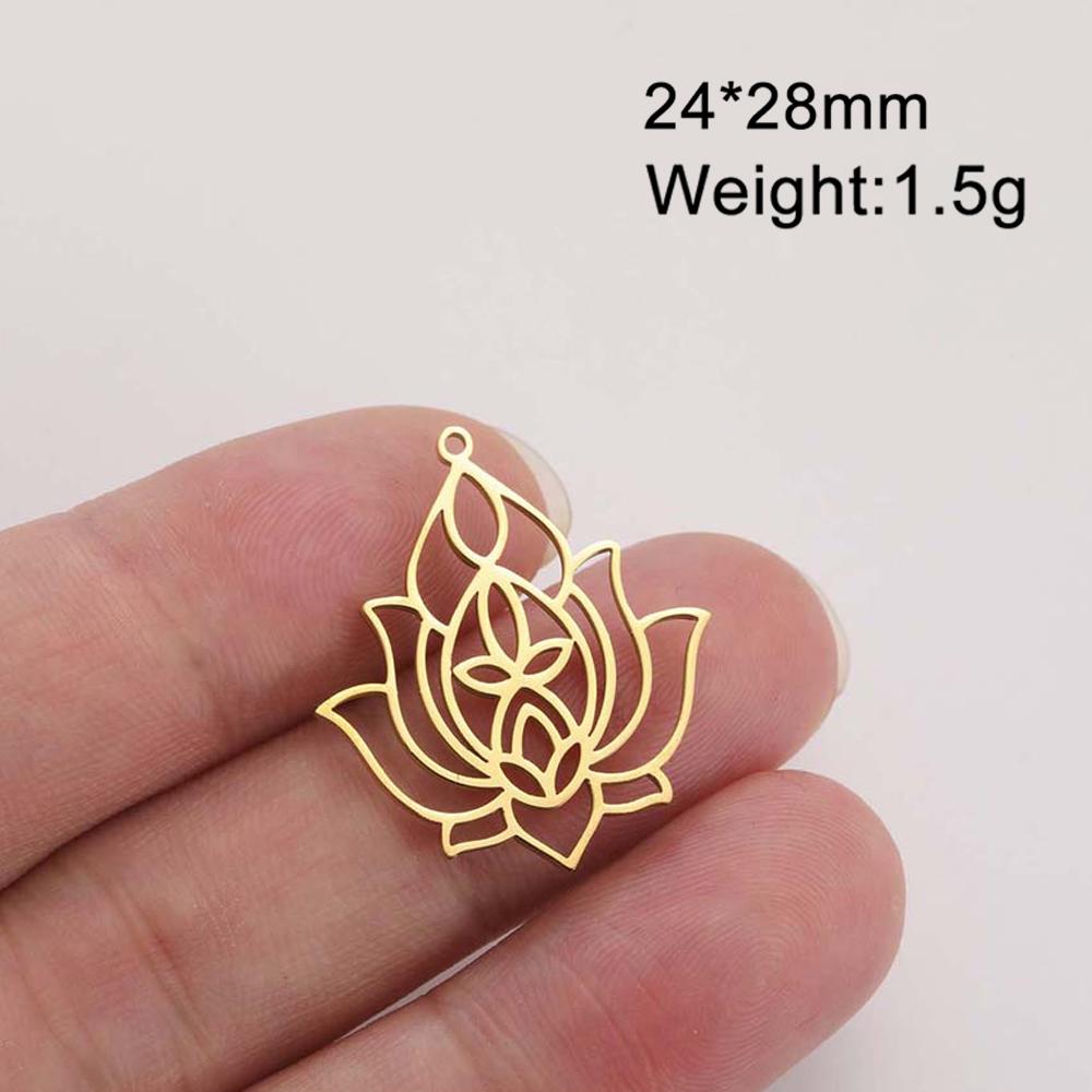 Dawapara Lotus Flower Charm for Jewelry Making Yoga Buddhist Mandala OM Lotus Pendant Accessories Stainless Steel Jewelry