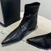 Design boots brown fashion pointed thin simple short boots increase the height of small European and American retro leather boots