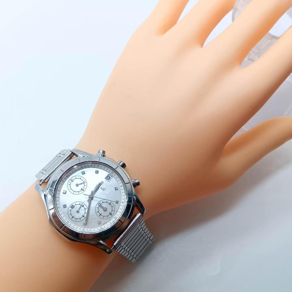 [USED] 386 Free Shipping Battery Replaced Seiko Chronograph Watch Silver