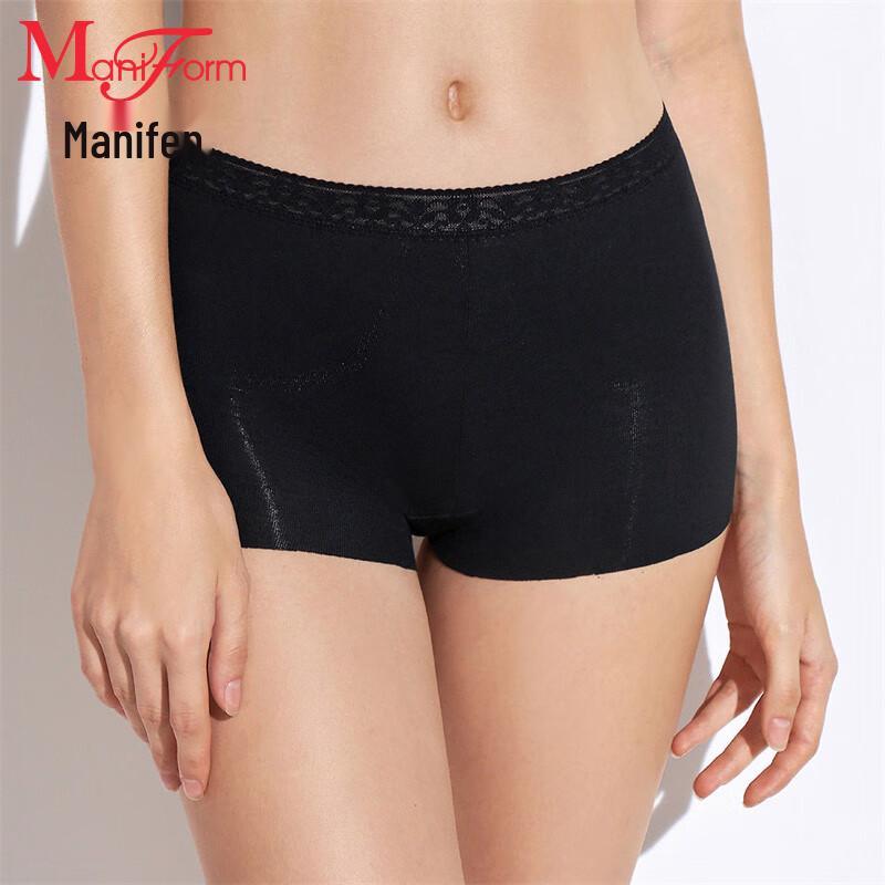 Maniform Women's Seamless Mid-Waist Anti-Bacterial Lace Safety Shorts