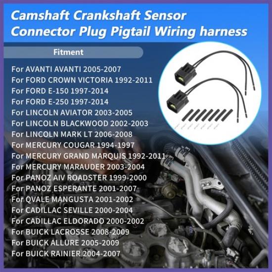 2Pcs Camshaft Position Sensor Connector Plug Pigtail Wiring harness fit for ford