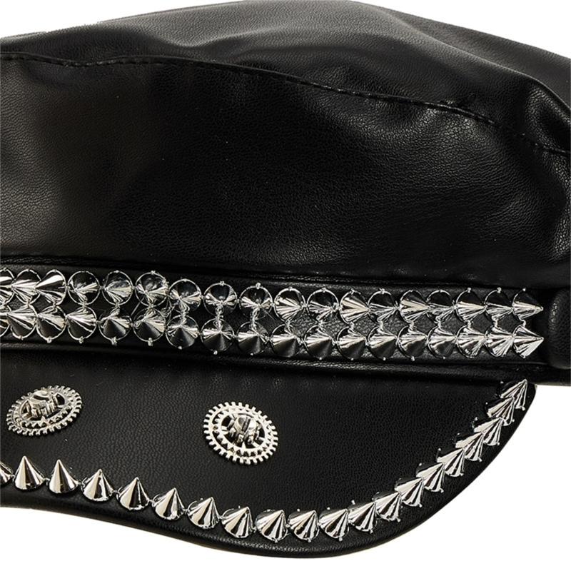 Lightweight Breathable Baseball Hat Durable PU Leather Punk Style Studs For Summer Festivals And Parties