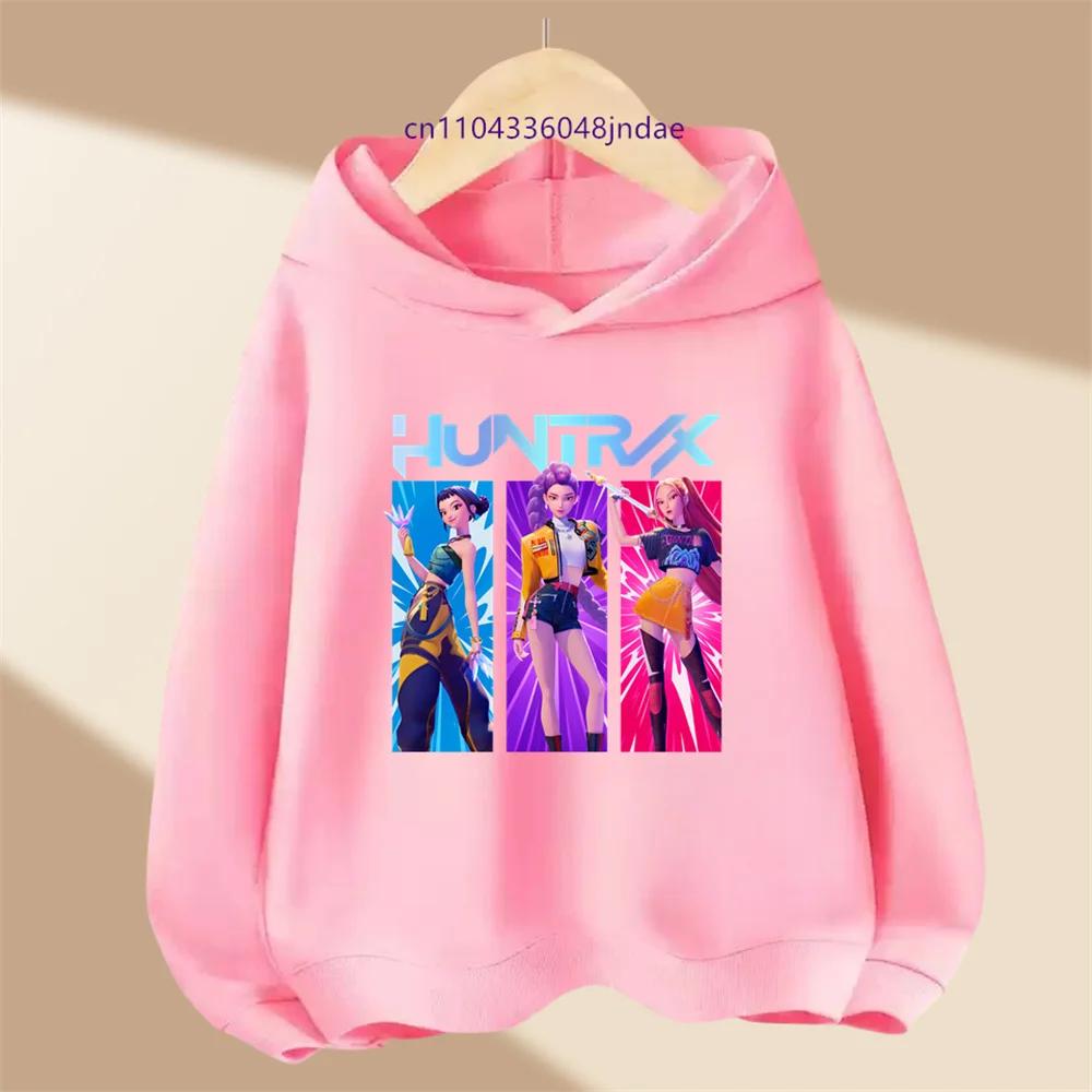 Dětské dívčí anime oblečení Kpop Lovci démonů Ležérní móda Teplá podzimní zimní mikina s kapucí