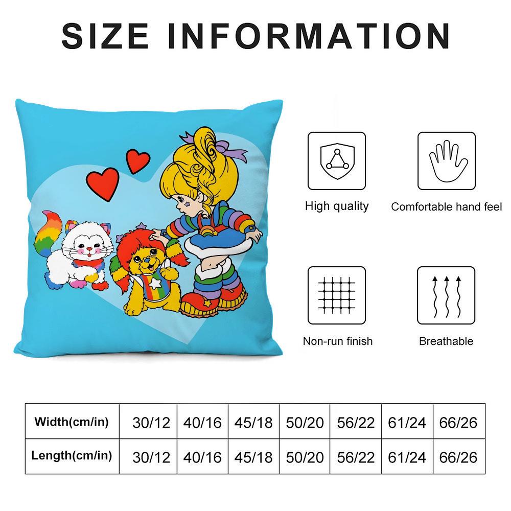 R-Rainbows Cute Britee Cartoon Cushion Cover Pillowcase Ultra Soft Skin Friendly Fabric Cloud Like Comfort & Concealed Zipper