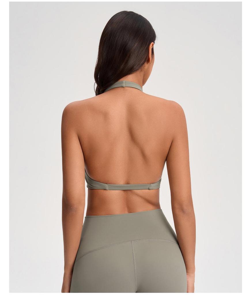 European & American V-neck Halter Backless Wire-free Sports Bra YG-1005