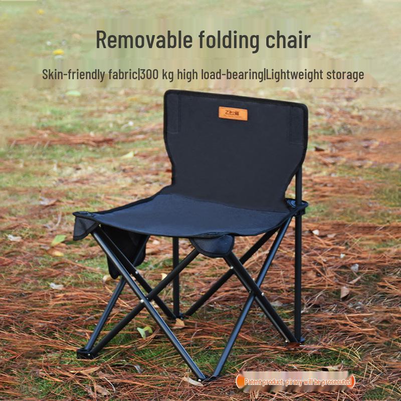 Stainless Steel Folding Outdoor Chair with Backrest for Picnic, Fishing, Sketching, and Camping