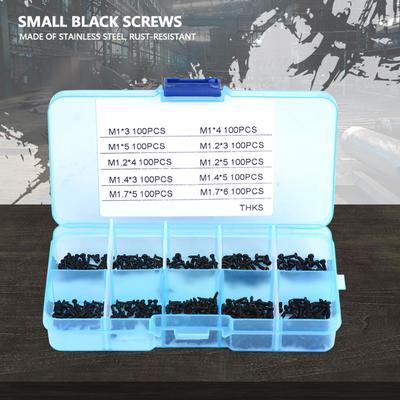 1000pcs Small Screws Cross Head Self-tapping Bolts Screw Assortment Fastener Kit with Box M1 M1.2 M1.4 M1.7