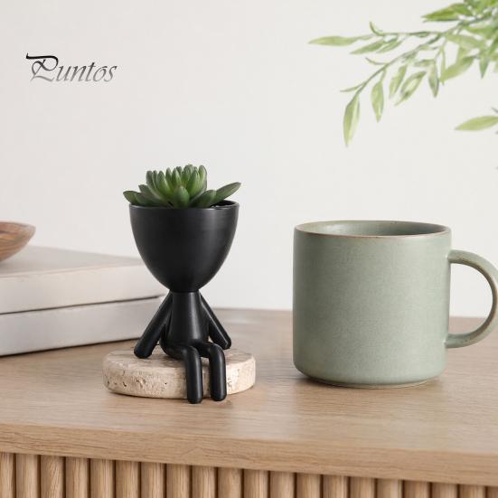 Office Desk Planter 3D Printed Sitting Human Figure Succulents Planter, 2-in-1 Desktop Pot & Decor Ornament, Matte Finish Flowerpot One-Piece