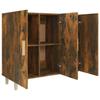 Low Buffet - Smoked Oak - 90x34x80 Cm - 3 Doors - Engineered Wood - Classic Style