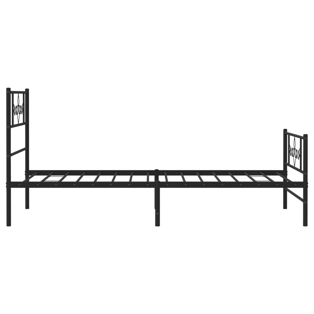 Metal Bed Frame with Headboard and Footboard Black 75 x 190 cm