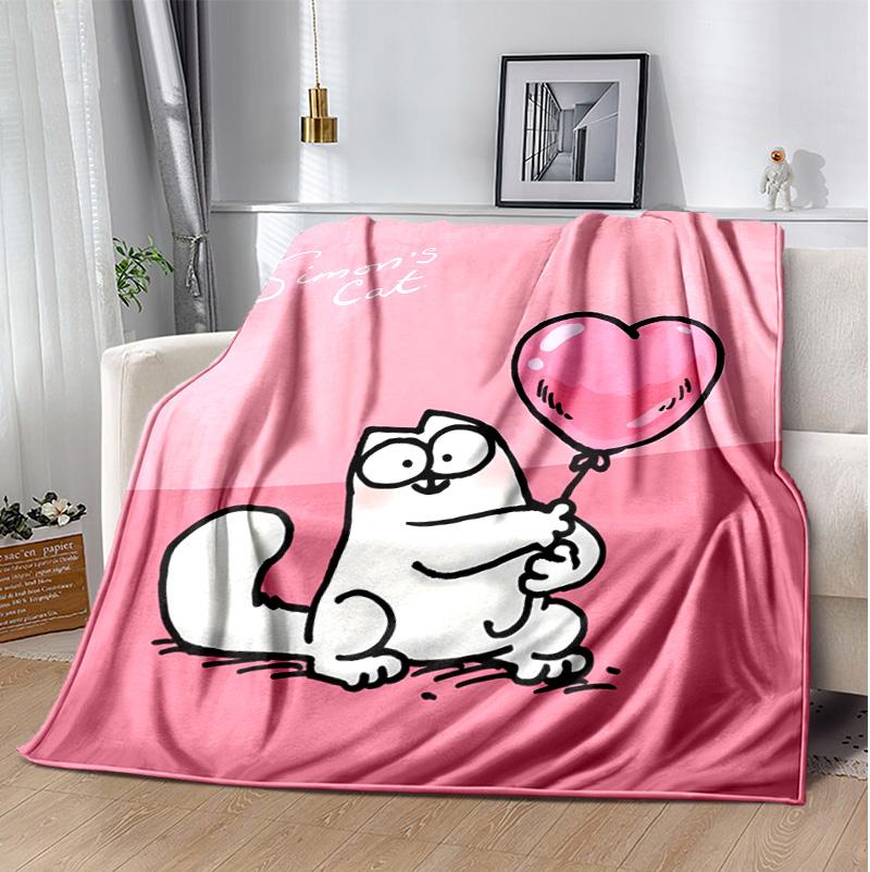 Simon'S Cat Flannel Blanket Soft Warm All-Season Throw, Design for Camping, Car Travel, Hiking Sofa, Bed, Office Perfect Gift for Parties