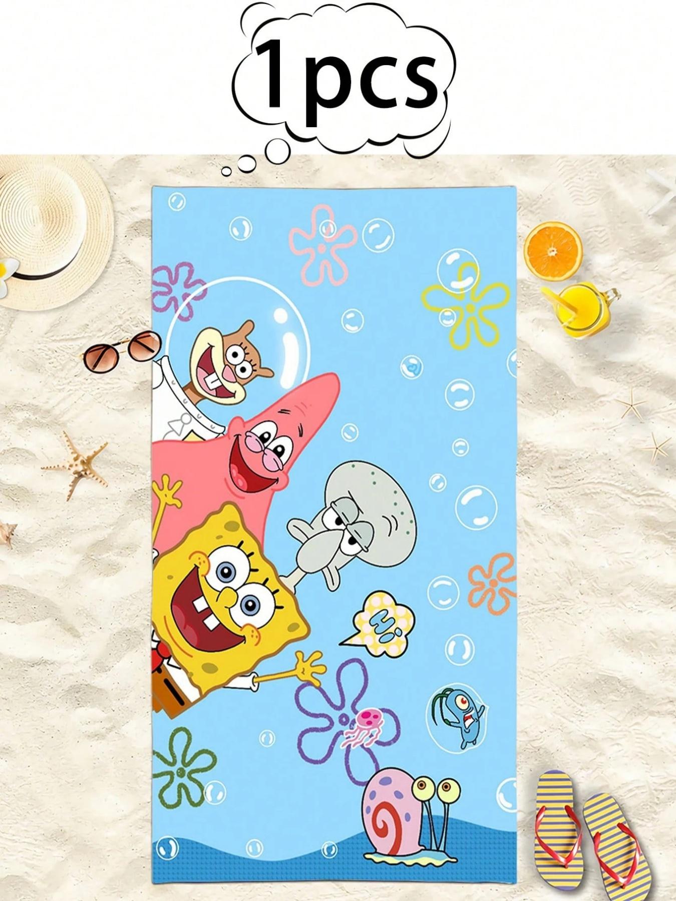 SPONGEBOB Beach Towels, Microfiber Printed Cartoon Quick-Drying Absorbent Sponge Baby Soft Bath Towels, Long Towels Room Decor 50x100cm