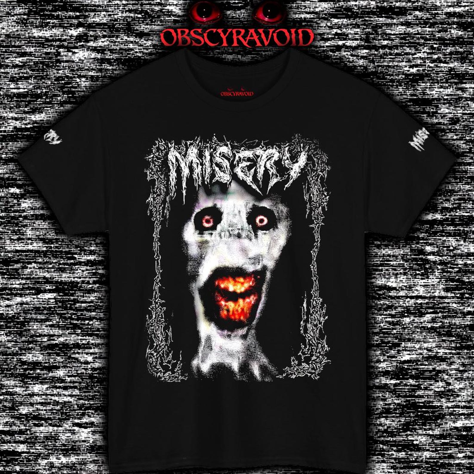 Misery T-Shirt Analog Horror Tee, Creepy Face Shirt, Dark Aesthetic Gothic Horror Graphic Tee 2XL