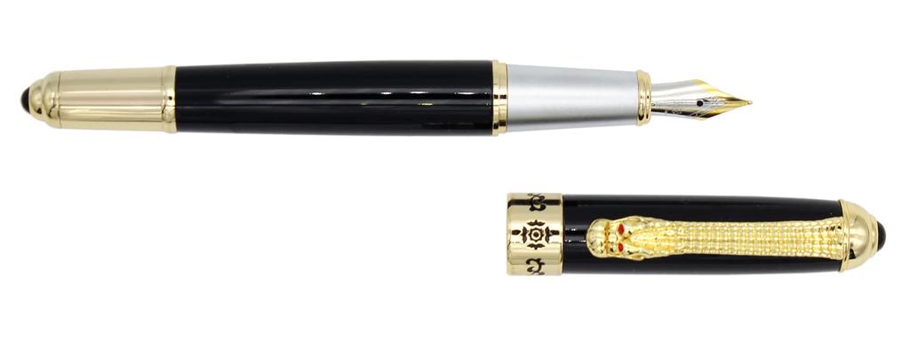 Gullor Fountain Pen with Ink Golden Dragon Executive Smooth Fine Black Converter, Clip, Pen, Writing, Nib,