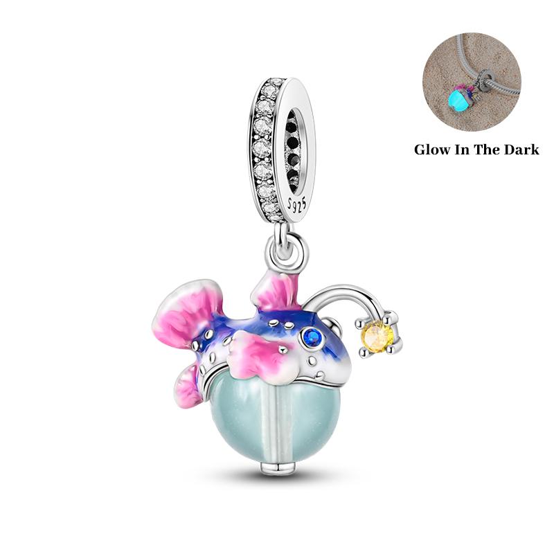 Summer Charmscopper Luminous Lantern Fish Whale Ocean Beach Beads Fit 3Mmoriginal Bracelet Diy Cool Jewelry Making