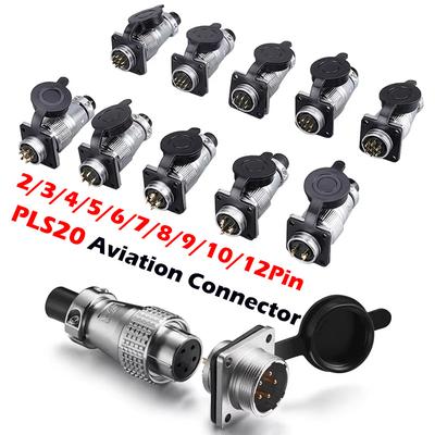PLS20 Aviation Connector 2/3/4/5/6/7/8/9/10/12 Pin Air Carrier Male Female Plug Connector WS20 TP20 Opening Diameter 20mm