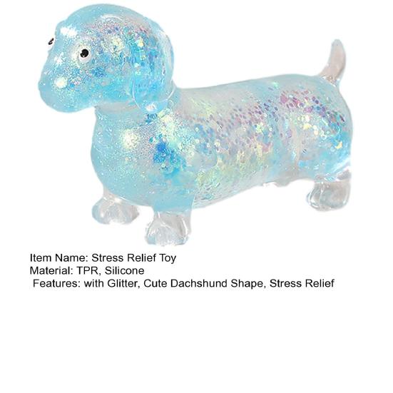1/2/4Pcs Glitter Dachshund Squeeze Toy Transparent Dog Shape Stress Relief Sensory Toy Anxiety