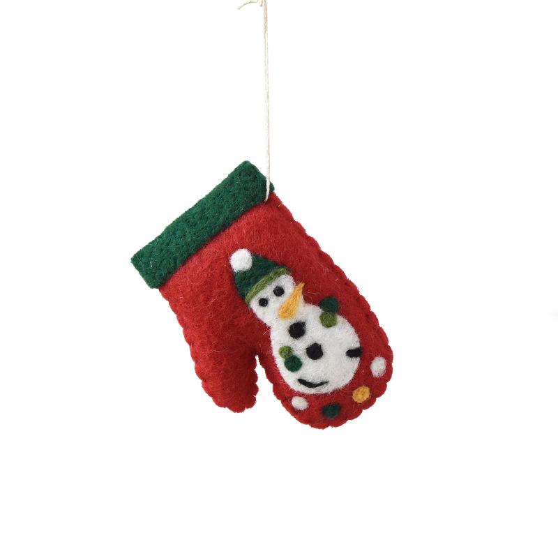 Handmade Christmas Felt Glove Ornaments - Santa, Snowman, Tree Pendants