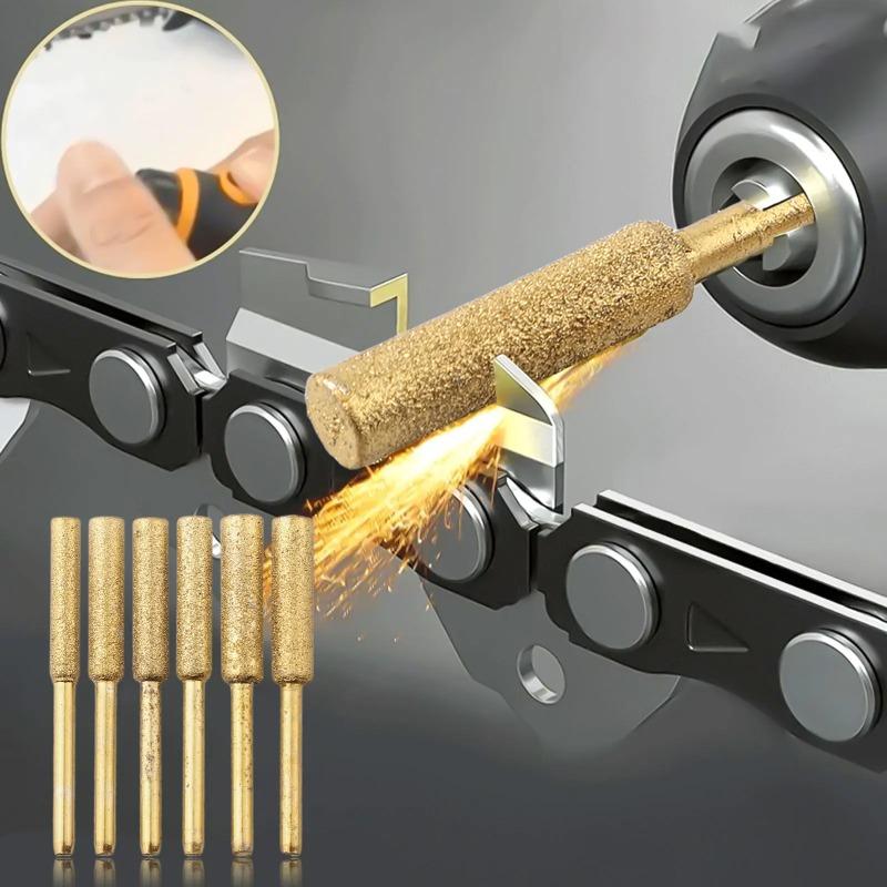 18pcs Diamond Coated Cylindrical Burr 4/4.8/5.5mm Chainsaw Sharpener Chain Saw Sharpening Carving Grinding Power Tool Accessorie