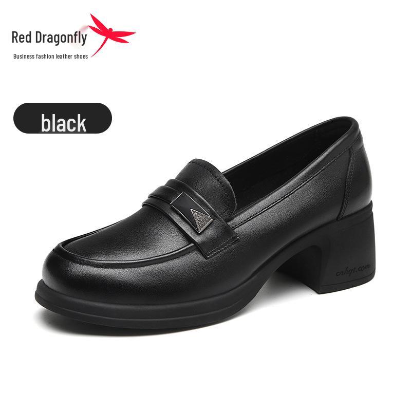 Red Dragonfly Women s Thick Sole Leather Loafers - Autumn 2024 35