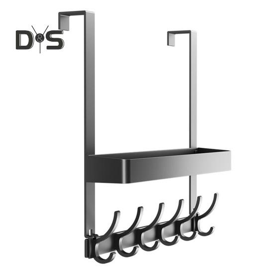 Door Rack Double-Layer Design Strong Load-Bearing Simple Installation Multipurpose Hanger Hook with Storage Shelf