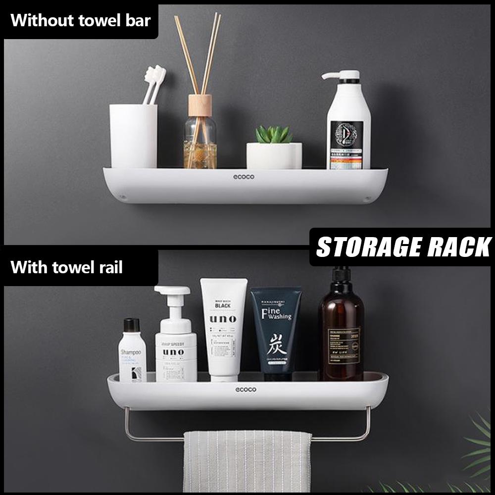 Organizer No Shower Storage Drilling Wallmounted Shampoo Storage Rack Holder With Towel Bar Bathroom Storage Shelf Kitchen Storage Rack