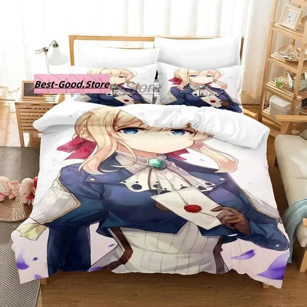 Violet Evergarden Bedding Set Single Twin Printed Bed Set With Pillowcase Duvet Cover Soft Single Double Queen Super King Size