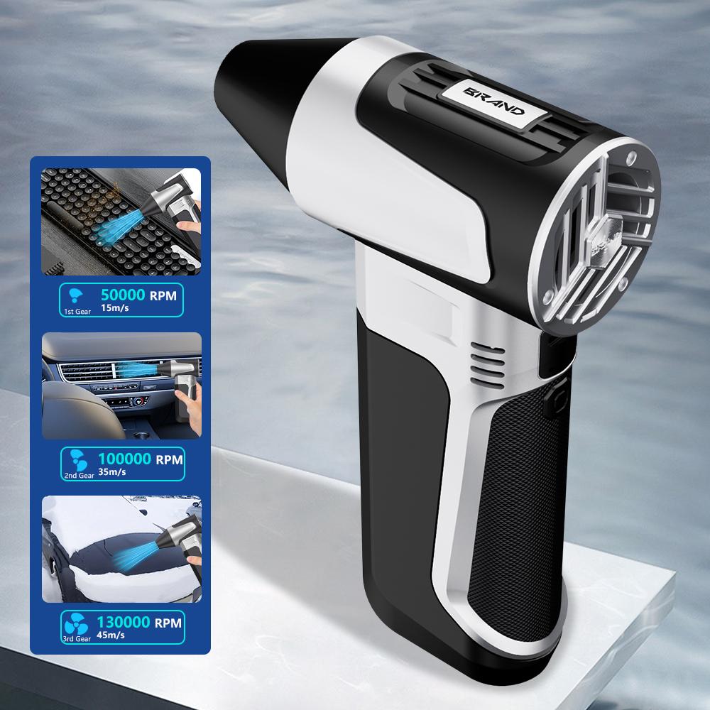 Electric Air Duster 3 Gear Adjustable Blowing Snow Cleaning Blower Tool 130000RPM Car Fan Portable Type-C Charging Turbo Jet Fan
