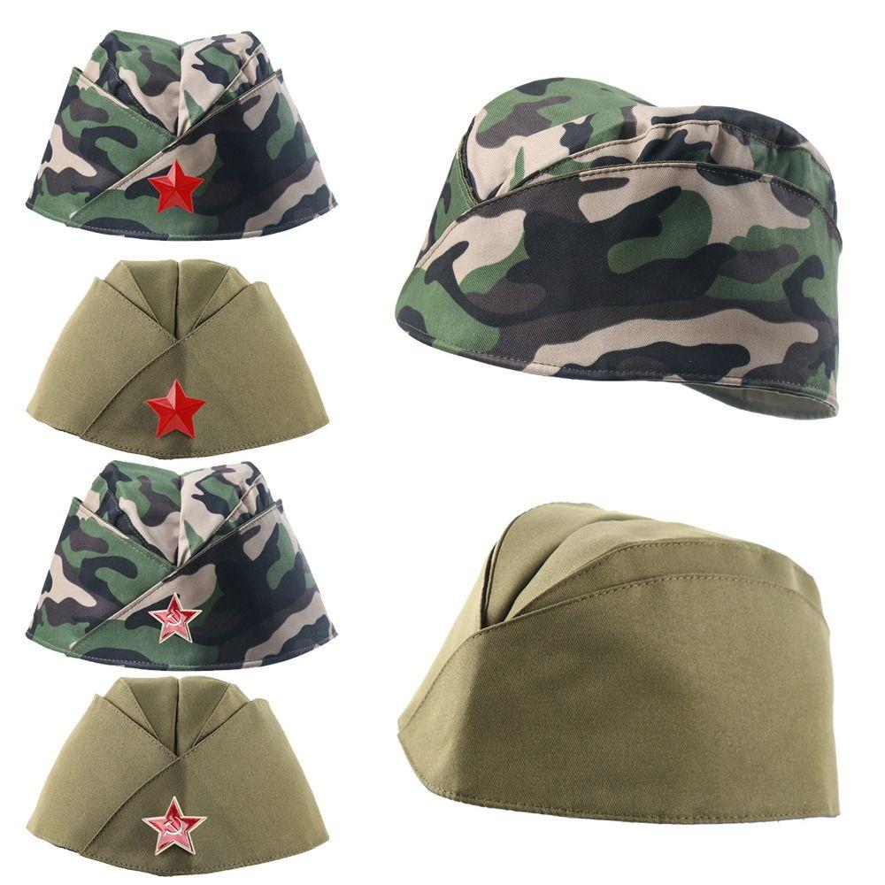 Fashion Red Star Badge Soviet Style Garrison Cap Green Cosplay Pilot Cap Stage Performances Russian Cap For Man Women Unisex