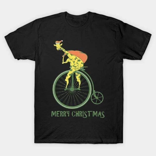 Funny Christmas sweater bicycle giraffe Made in Australia T-Shirt 4XL