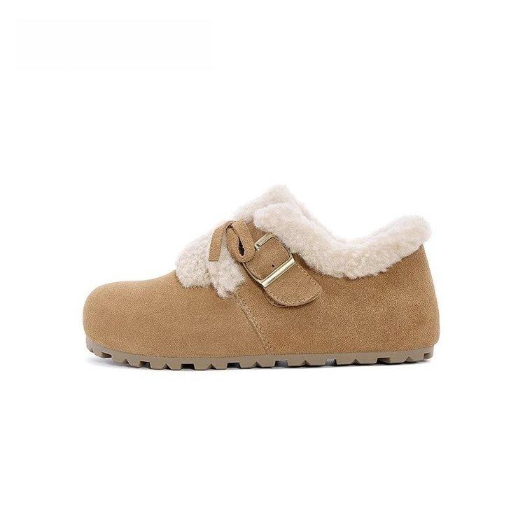 Vielseitige Boken Baumwollschuhe für Damen 2025 neu Herbst und Winter gefütterte und verdickte Doudou Baumwollschuhe mit einem Fuß auf warmen Schneestiefeln