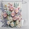 3D Floral Shower Curtain Set Orange Flower Design Fabric Bathroom Decor Waterproof Washable Shower Curtain Set with Hooks