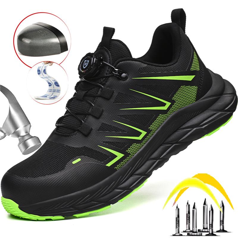 New Rotated Button Safety Shoes for Men Women Steel Toe Sneakers Puncture Proof Anti-smash Work Safety Boots Man Industrial Boot
