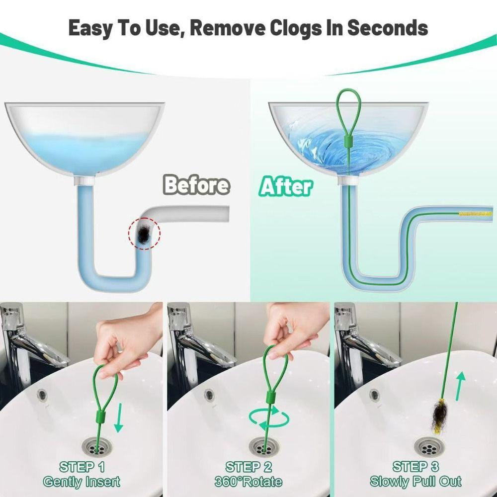 5pcs Flexible Drain Snake Anti-Break Plumbing Snake Cleaner Sink Drain Cleaner Kitchen Sink